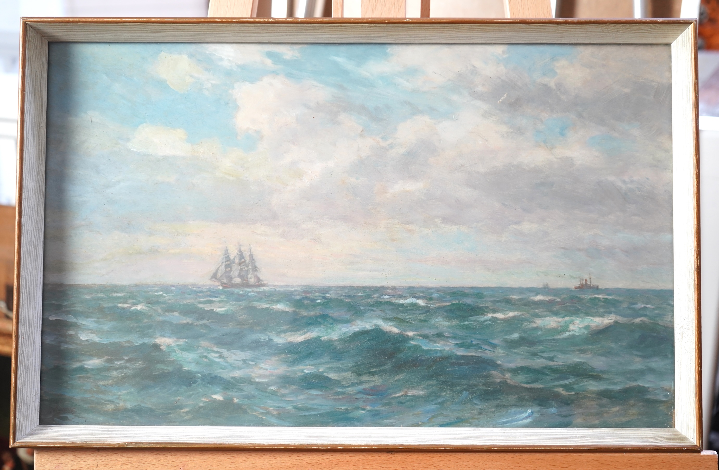 Bernard Finegan Gribble, 1872-1962, Seascape with distant boats